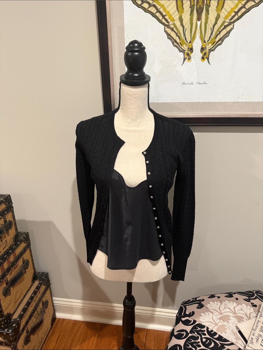 Zara Black Button-Front Knit Cardigan